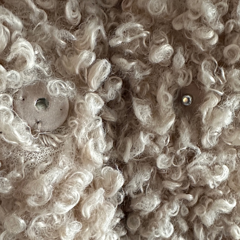 For The Republic Tan Curly Faux Fur Teddy Sherpa Bouclé Cozy Boho Jacket Size M - Picture 5 of 17